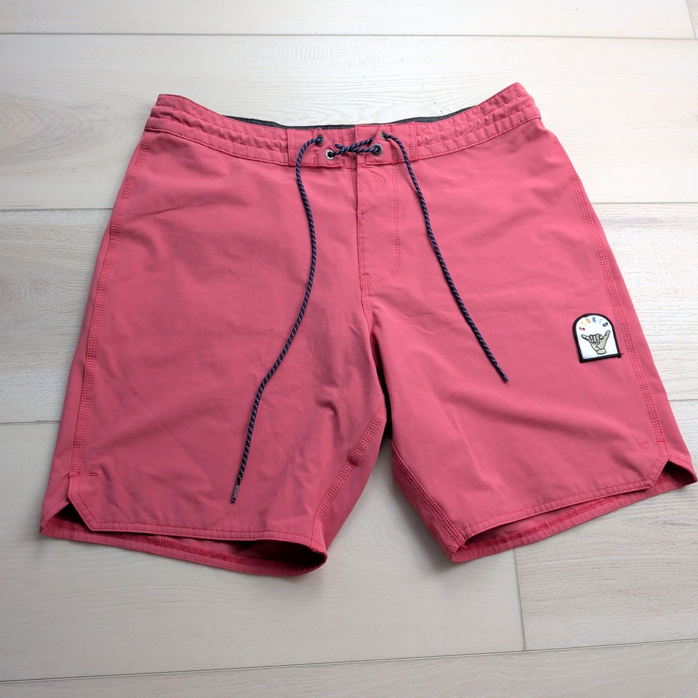 Vissla Solid Sets Board Shorts Mens 34 Swim Trunks Magenta Red Beach Surf